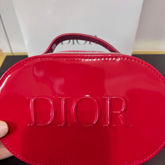 Red Patented Leather Dior Cosmetic Case - WITH BOX - EVELOPED - Picture 3 of 4